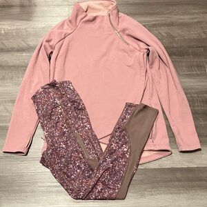 Athleta BUNDLE Rainier Mesh Leggings / Cozy Karma Asym pullover small